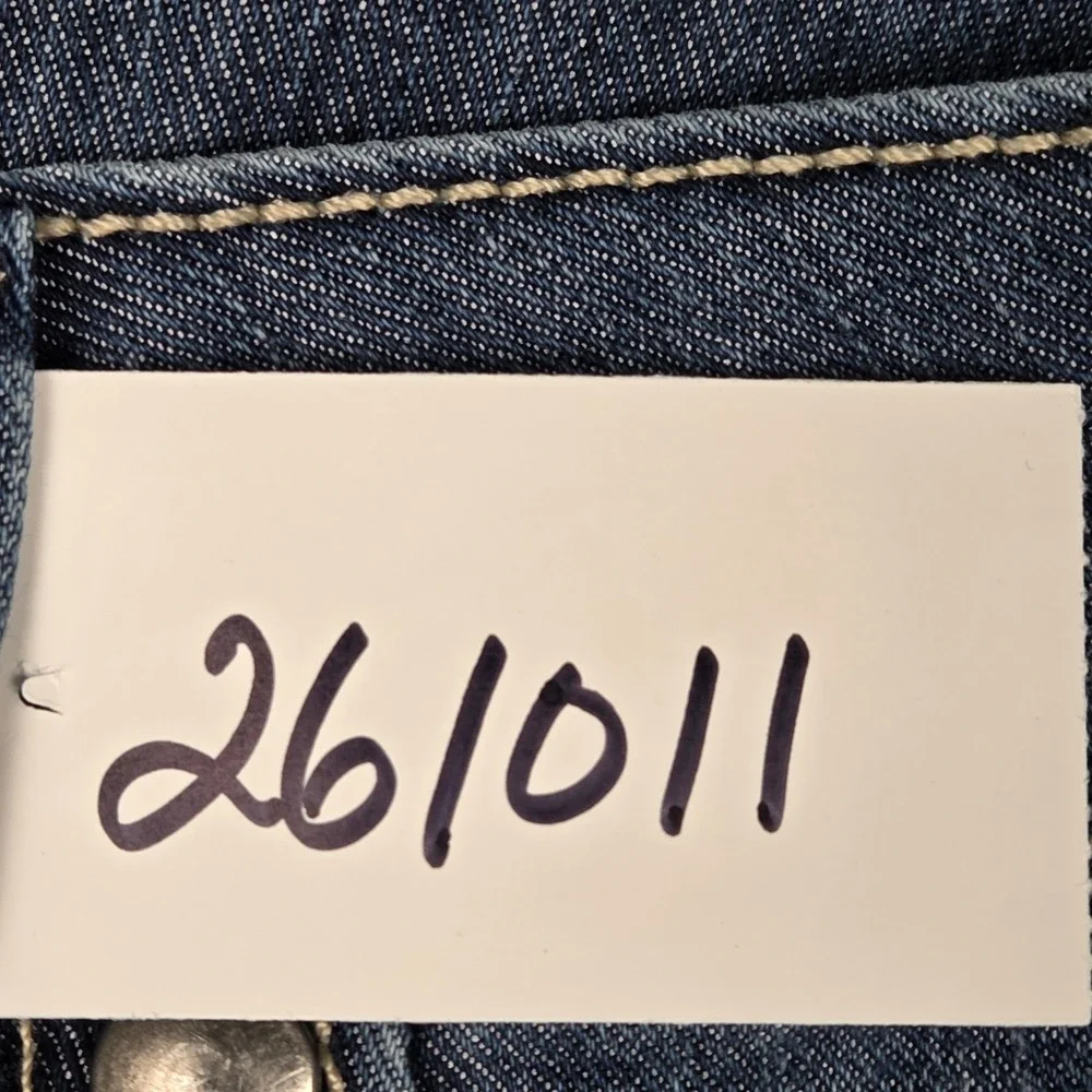 Wrangler Womens Bootcut Jeans Medium Wash Pink Stitching 09MWZBF Size 11/12 x 32